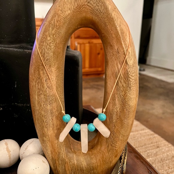 NWT, CUSTOM MADE, BEAUTIFUL light pink quartz and turquoise ball necklace. - Picture 1 of 1